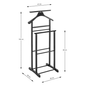 Stand pentru haine Mali, lemn masiv, negru, 36 x 36 x 102 cm