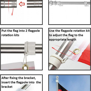 Steag cu suport reglabil INFLATION, textil/metal, multicolor, 150 x 90 cm / 40 - 180 cm - Img 4