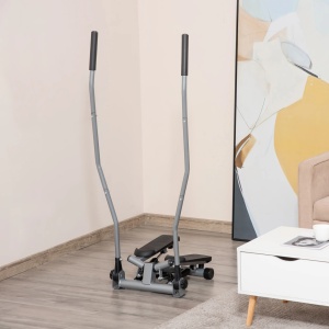 Stepper pentru fitness, cu manere si ecran LCD, otel/ABS, negru/argintiu, 54 x 40 x 135 cm, Resigilat, Grad A - Img 2