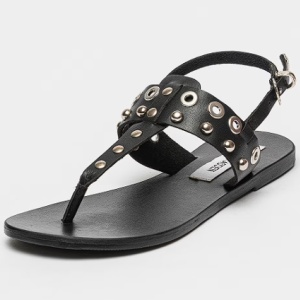 Steve Madden, Sandale din piele cu nituri Bionic, Negru, 37, Resigilat, Grad B
