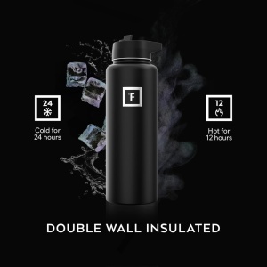 Sticla din otel inoxidabil IRON °FLASK, 3 capace, rece 24 ore / cald 12 ore, izolata, albastru inchis, fara BPA, 1200 ml - Img 3