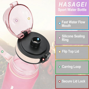 Sticla pentru apa Hasagei, plastic, roz, 29 x 7,5 cm, 1L