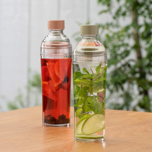 Sticla pentru ceai Hario, silicon, transparent/roz fumuriu, 400 ml, - Img 5
