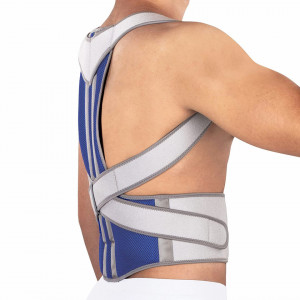Suport activ pentru spate pentru corectarea posturii NUTRICS, textil/plastic, albastru/gri, 175-200 cm - Img 2