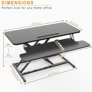 Suport de birou cu inaltime reglabila pentru laptop/monitor Ergomaker, metal/lemn, negru, 91 x 45,5 x 12-52 cm