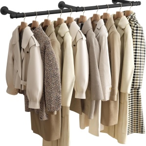 Suport de perete pentru haine Songmics, otel, negru, 30,4 x 170 cm, Resigilat, Grad A - Img 1