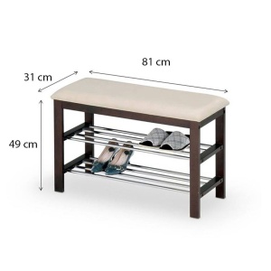 Suport pantofi lemn tip taburet HM ST3, crem/wenge - Img 3