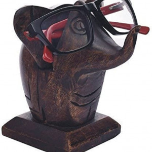 Suport pentru ochelari AJUNY, lemn masiv, maro inchis, 11 x 12 x 11 cm