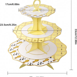 Suport pentru prajituri cu 3 nivele Joyan, carton, galben, 30 x 33 cm - Img 6