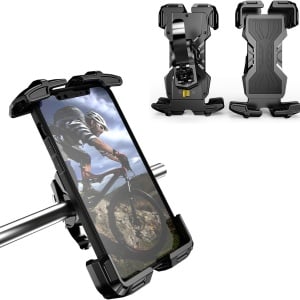 Suport telefon pentru bicicleta Faefty, reglabil, silicon/plastic, negru, 4,6-6,9 inchi