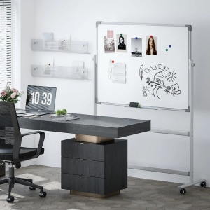 Tabla alba magnetica cu 2 fete si 4 roti Re-Bloom, tabla zincata/aluminiu/otel, 120x90x1.8 cm, accesorii incluse, alb - Verificat A · Re-Bloom - Img 2