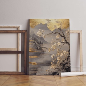 Tablou decorativ canvas 50x70 cm, panza/lemn, gri/auriu - Verificat A · Re-Bloom - Img 3
