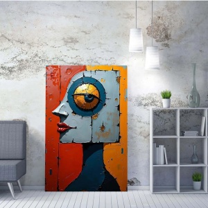 Tablou decorativ canvas 70x100 cm, 50% bumbac/50% poliester, design contemporan abstract, multicolor - Verificat A · Re-Bloom - Img 3