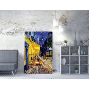 Tablou decorativ canvas Vincent van Gogh Terasa cafenelei noaptea 70x100 cm, 50% poliester/50% bumbac, imprimare digitala, rama lemn 2x3 cm, multicolor - Verificat A · Re-Bloom - Img 2