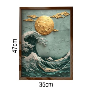 Tablou decorativ inramat MDF 35x47x3.5 cm, MDF 3mm, rama brad 100%, design modern, multicolor - Verificat A · Re-Bloom - Img 3