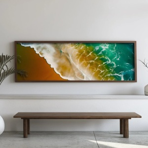 Tablou decorativ MDF/lemn pin, 40x120x3.5 cm, MDF 3mm, cadru lemn pin 100%, imprimare UV, format panoramic, multicolor - Verificat A · Re-Bloom - Img 3