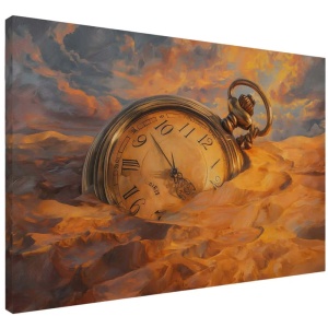 Tablou decorativ model ceas canvas 70x100 cm, panza/lemn, auriu/gri - Verificat A · Re-Bloom - Img 1