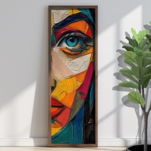 Tablou decorativ model fata MDF/lemn masiv 40x120x3.5 cm, format vertical, design artistic modern, multicolor - Verificat A · Re-Bloom - Img 2