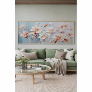 Tablou decorativ model floral, MDF/lemn masiv, 50x120 cm, MDF 2.7mm, cadru lemn 2cm, imprimare digitala, multicolor - Verificat A · Re-Bloom - Img 4