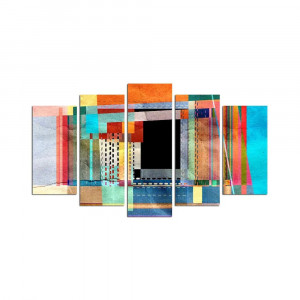 Tablou decorativ Pure, 5 piese, MDF, multicolor, 110 x 60 cm