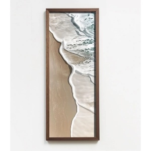 Tablou decorativ Re-Bloom, lemn masiv/MDF, alb/natur, 40 x 120 cm