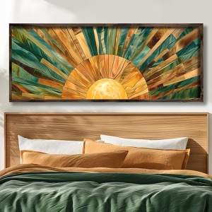 Tablou decorativ Re-Bloom, lemn masiv/MDF, multicolor, 100 x 40 x 3,5 cm - Img 2