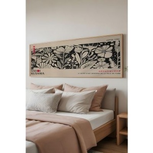 Tablou decorativ Re-Bloom, lemn masiv/MDF, natur/negru, 50 x 120 cm