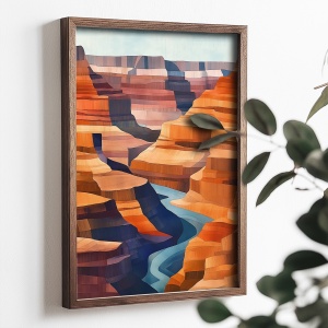 Tablou decorativ Re-Bloom, MDF/lemn masiv, multicolor, 35 x 47 x 2 cm