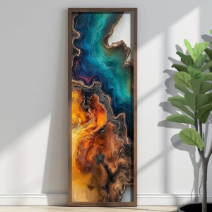 Tablou decorativ Re-Bloom, MDF/lemn masiv, multicolor, 40 x 120 x 3,5 cm