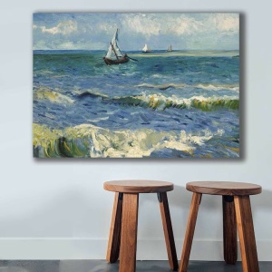 Tablou decorativ Re-Bloom, model barca pe mare, panza/lemn, multicolor, 70 x 100 cm - Img 2