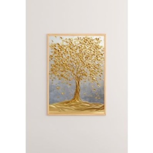Tablou decorativ Re-Bloom, model copac, MDF/lemn masiv, multicolor, 33 x 48 cm