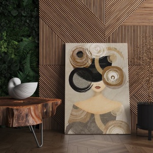 Tablou decorativ Re-Bloom, model femeie, panza/lemn, multicolor, 50 x 70 cm - Img 4