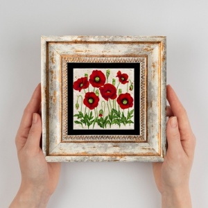 Tablou decorativ Re-Bloom, model floral, lemn, multicolor, 20 x 20 cm - Img 2