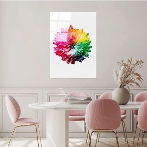 Tablou decorativ Re-Bloom, model floral, sticla temperata, multicolor, 70 x 100 cm - Img 4