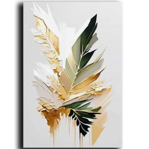 Tablou decorativ Re-Bloom, model frunza, panza/lemn, multicolor, 70 x 100 cm