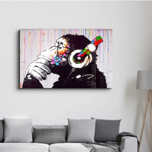 Tablou decorativ Re-Bloom, model maimuta, sticla securizata, multicolor, 110 x 70 cm - Img 3