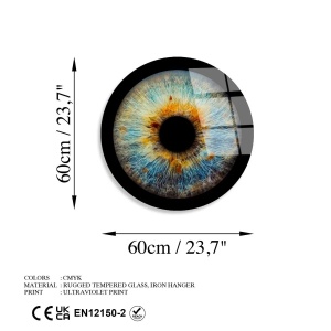 Tablou decorativ Re-Bloom, model ochi, sticla calita, multicolor, 60 cm - Img 4