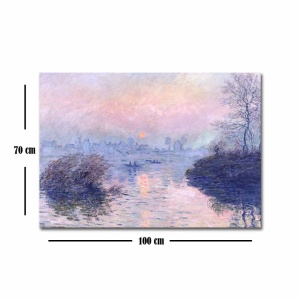 Tablou decorativ Re-Bloom, model peisaj, panza/lemn, albastru/mov, 70 x 100 cm - Img 4
