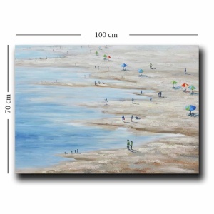 Tablou decorativ Re-Bloom, model plaja/marea, panza/lemn, multicolor, 70 x 100 cm - Img 3