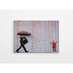 Tablou decorativ Re-Bloom, model Ploaie colorată, panza/lemn, multicolor, 50 x 70 cm - Img 2