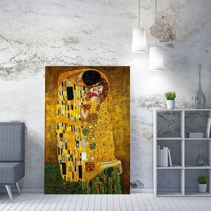 Tablou decorativ Re-Bloom, model Sarutul, panza/lemn, multicolor, 70 x 100 cm - Img 2