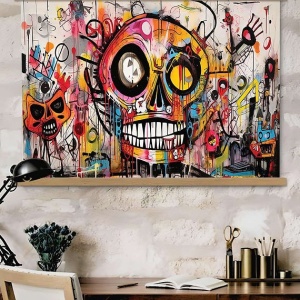 Tablou decorativ Re-Bloom, panza/lemn, multicolor, 50 x 70 cm - Img 3