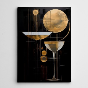 Tablou decorativ Re-Bloom, panza/lemn, negru/auriu, 50 x 70 cm - Img 2