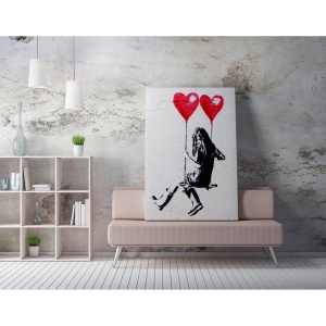 Tablou decorativ Re-Bloom, panza/lemn, negru/rosu/gri, 70 x 100 cm - Img 3