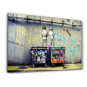 Tablou decorativ Re-Bloom, sticla temperata, multicolor, 46 x 72 cm