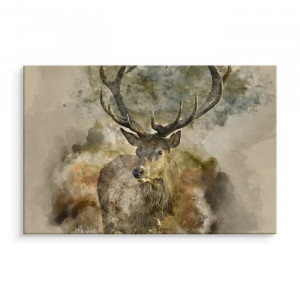 Tablou Deer Wild, bej/maro, 80 x 120 x 2 cm - Img 1