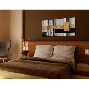 Tablou Ebern Designs, 3 piese, panza/lemn, multicolor, 60 x 120 cm