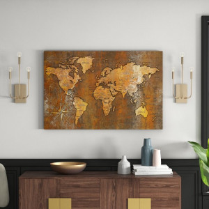 Tablou Rusty World, lemn, maro, 80 x 120 x 1,4 cm - Img 2