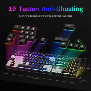 Tastatura multimedia Shenzhen Zhuoyi Electronics Co. Ltd cu cablu USB 1.7 m, iluminare cu LED, multicolor - Img 5