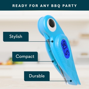Termometru digital pentru carne Home Hero, citire instanta, otel inoxidabil/plastic, albastru/argintiu, 13 x 2,5 x 2,3 cm - Img 6